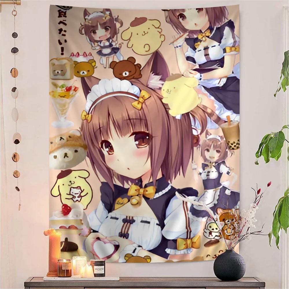

VIKAMA Cat Girl Tapestry Removable Wall Decal for Cat Girl Anime Perfect for Dorms and Bedrooms Ideal Gift for Anime Fans 74x94cm(29x37in)