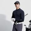 Fila New Knit Long Sleeve Golf Lycra Polo Shirt Sweatshirt Men Tops Deep-Black A11M345220F-BK