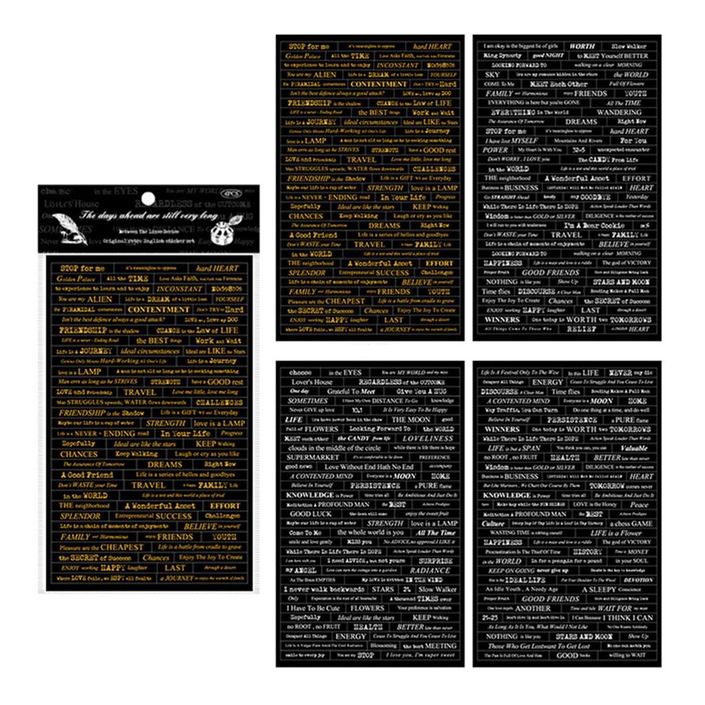 4 Sheets Words Phrases Stickers Gold Foil Small Talk Stickers Quote Stickers Vintage Scrapbook