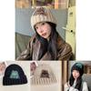Expression Pattern Embroidery Knit Hat Women Autumn Winter Warm Thick Earmuff For Casual Outdoor Use