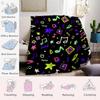 Neon Music Doodle Flannel Blanket Warm Soft Halloween Christmas Decorative Couch Warm Cozy All-Season Gift
