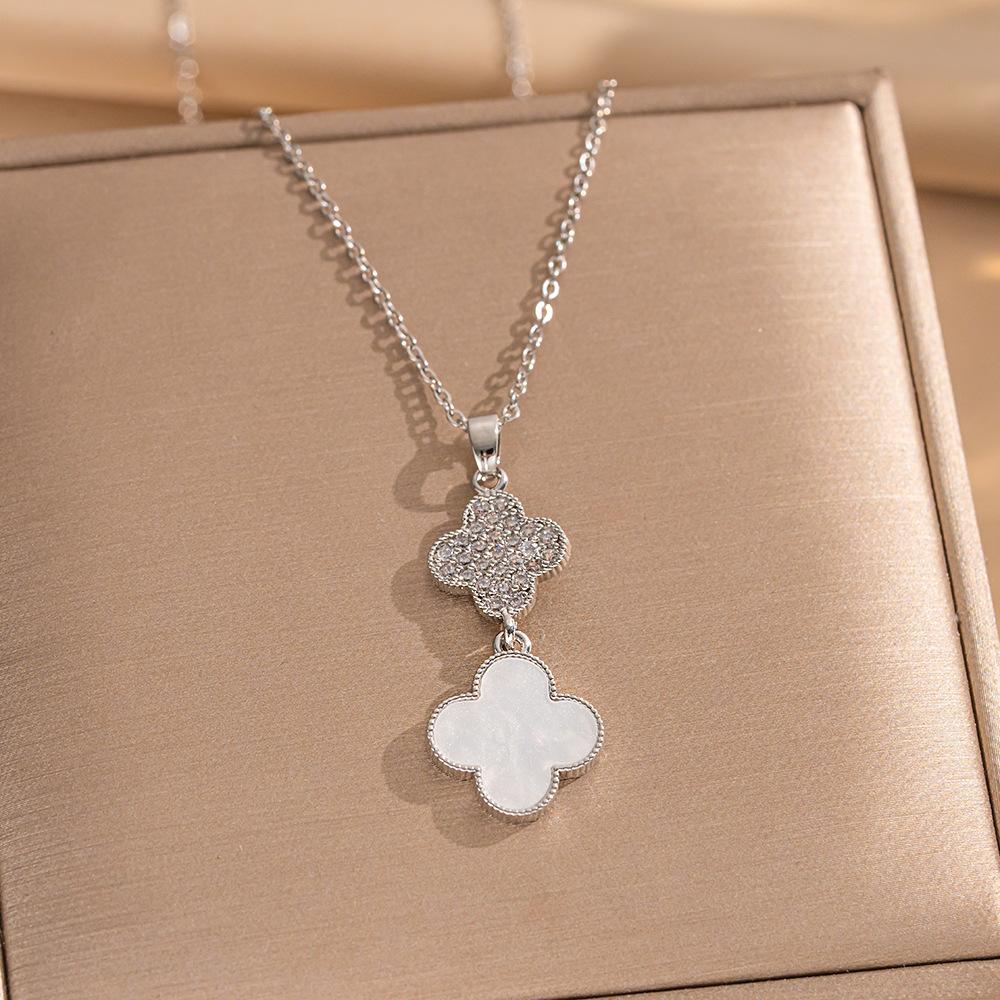 2PCS High-Quality Elegance Luxury Full Zircon Heavy Metal Plated Solid Gold Electroplated Copper Micro-Faceted Earrings Necklace Set Combo