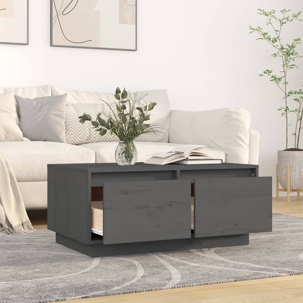  Coffee Table, Grey, 80x50x35 Cm, Solid Pine Wood