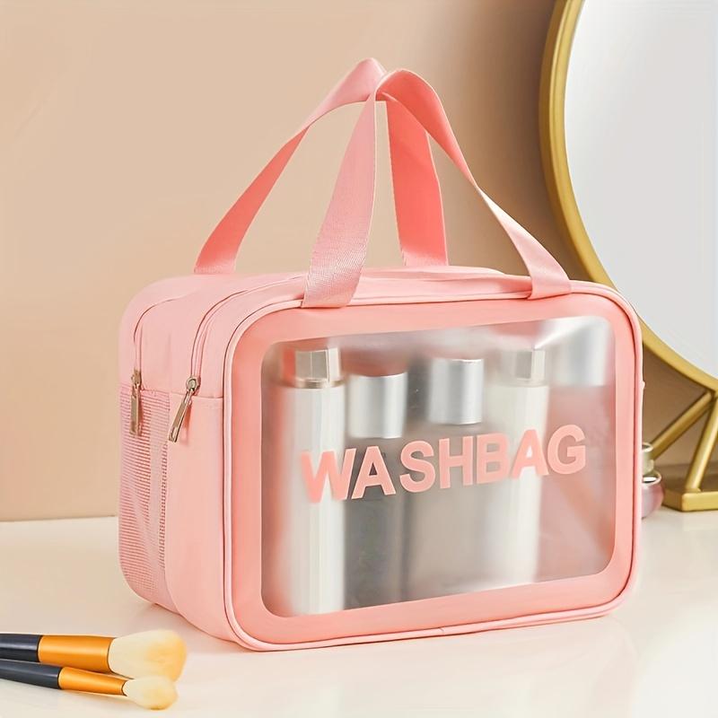 Double-Layer Waterproof Toiletry Bag - Transparent Dry & Wet Separation Cosmetic Organizer, Lightweight Travel Wash Bag for Women & Men