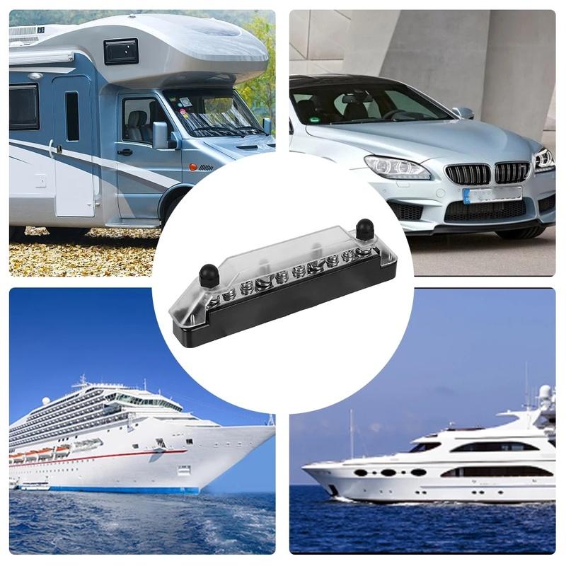 Positive Negative Bus Bar Battery Power Distribution Block 4 X M6 Car Terminal Block Studs 6 X M4 Terminal Bus Screws for Boat