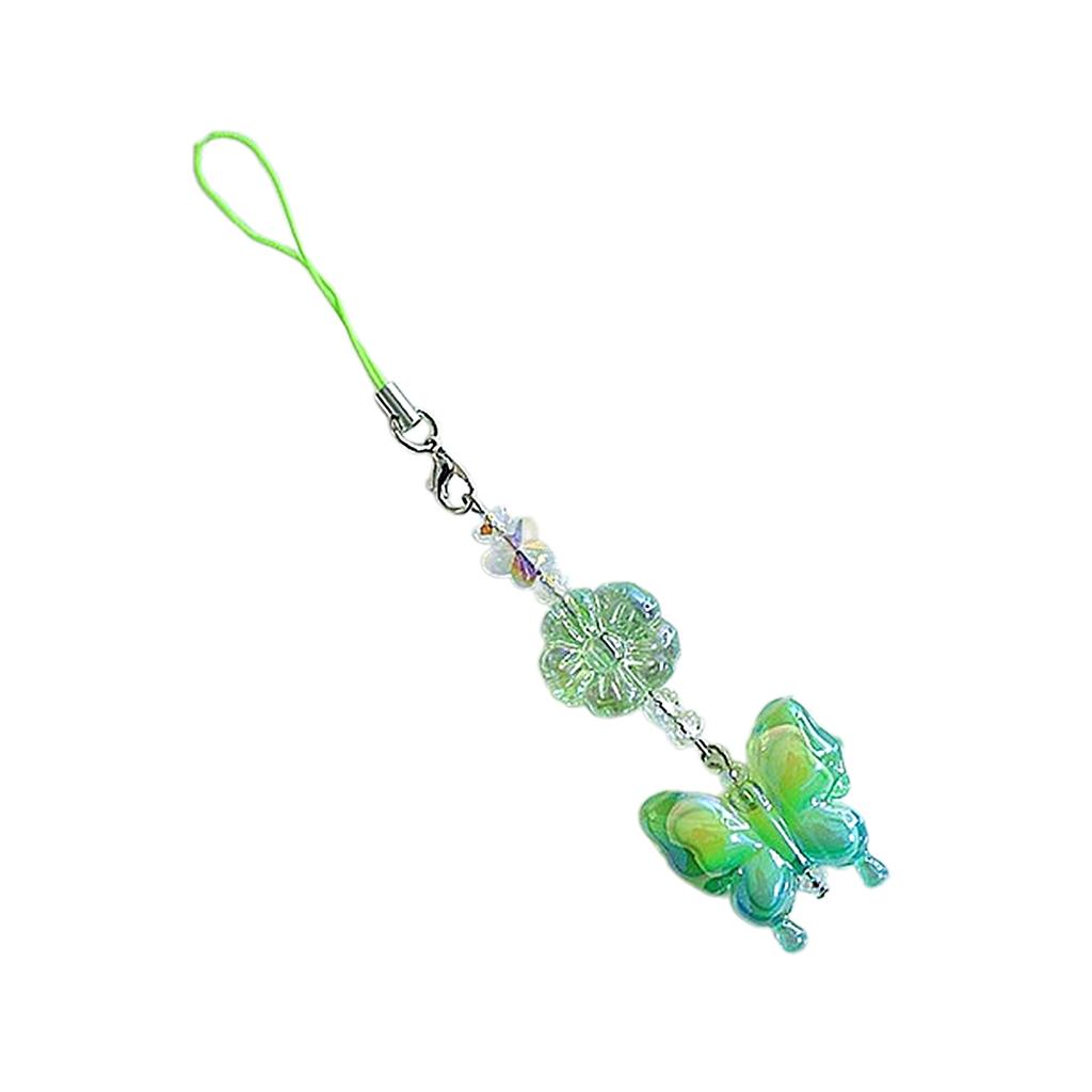 Fashion Gradient Butterfly Pendant Phone Straps Lanyard Pocket Keychain Strap Backpack Charm Car Key Decoration Chain