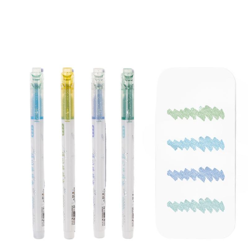 Glitter Marker Highlighter Pens Chisel Fine Tip Assorted Fluorescent Color for Art Journal Coloring Hand Lettering Sketching