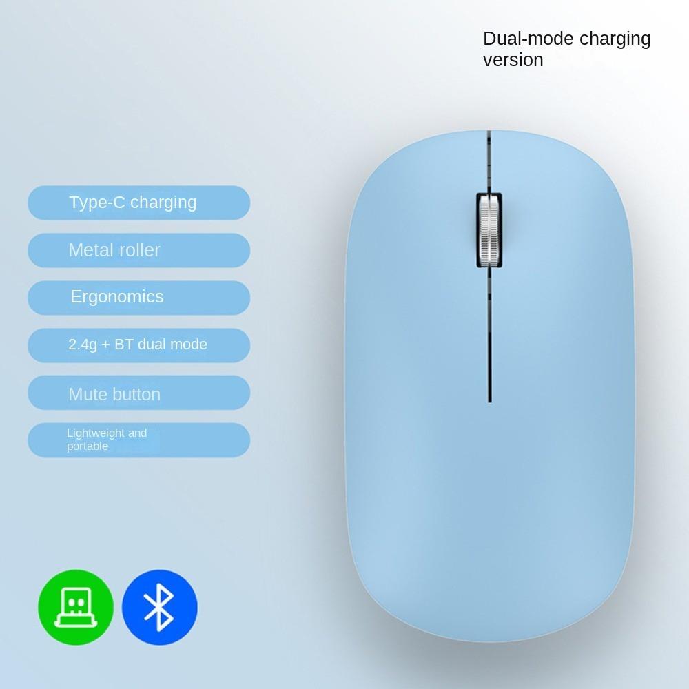 2.4Ghz+BT Wireless Mouse Colorful Dual-mode Computer Silent Mouse Convenient Type-c Bluetooth Gaming Mouse Office/Home