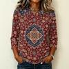 Camiseta Informal para Mujer con Cuello Redondo, Manga Tres Cuartos, Estampado Floral, para Uso Diario, Tejido Ligero y Suave, Diseño de Corte Holgado