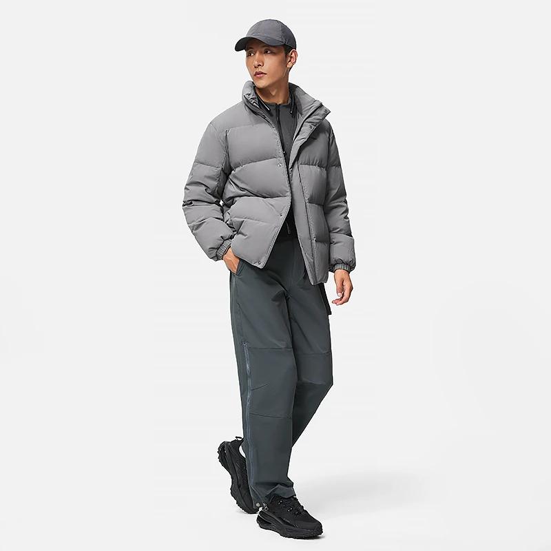 Li Ning Fitness Series Solid Color Stand Collar Water Resistant Short Down Jacket Men Jackets Smoke-Gray AYMT105-2