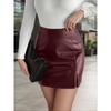 Autumn and Winter Fashion Glossy Sexy Hottie Slit Small A-swing High Waist Bag Hip PU Leather Miniskirt