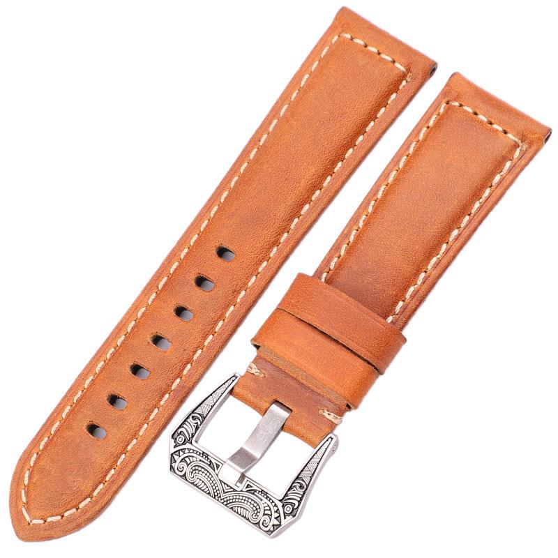 

Genuine Leather Watch Band Bracelet 20mm 22mm 24mm 26mm Women Men Genuine Leather Watchbands Blue Green Yellow Red Strap 26mm жовтий