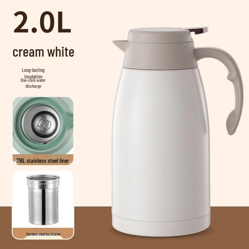 304 Stainless Steel Thermos Flask with Tea Infuser - Large Capacity Hot Water Bottle and Kettle for Home Use
