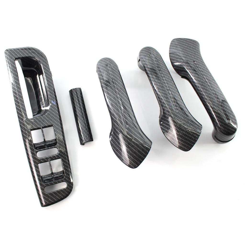 Front Rear Left Right Door Black Pull Grab Handle VW Bora Golf 4 MK4 for Jetta 1999-2004 Carbon Fiber Style 3B1867171E 5Pcs