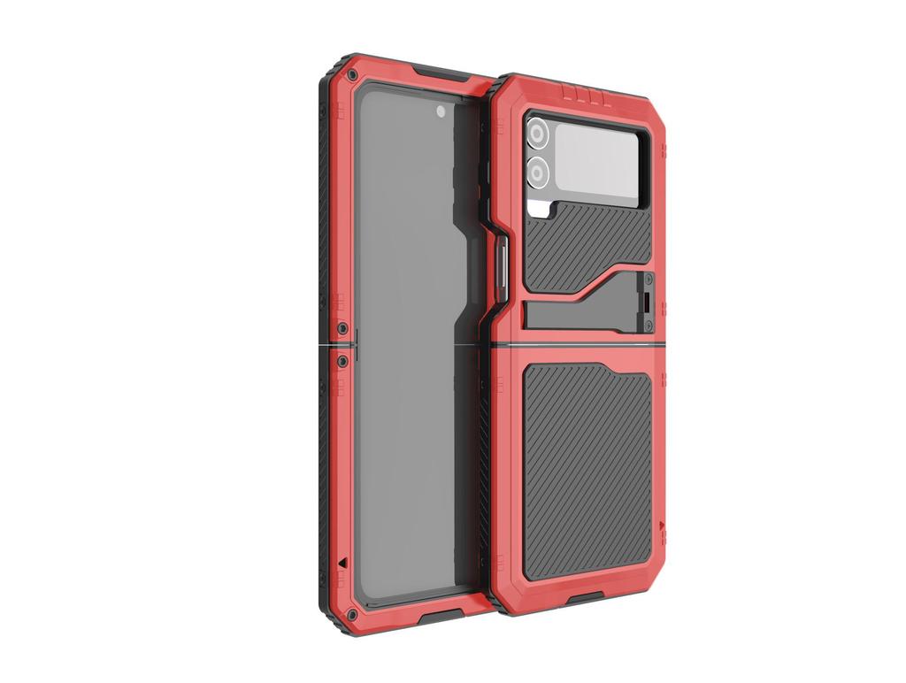 Cross-Border Metal Three-Proof Phone Case for Samsung Z-Flip-4 - Full Coverage Anti-Drop Protection