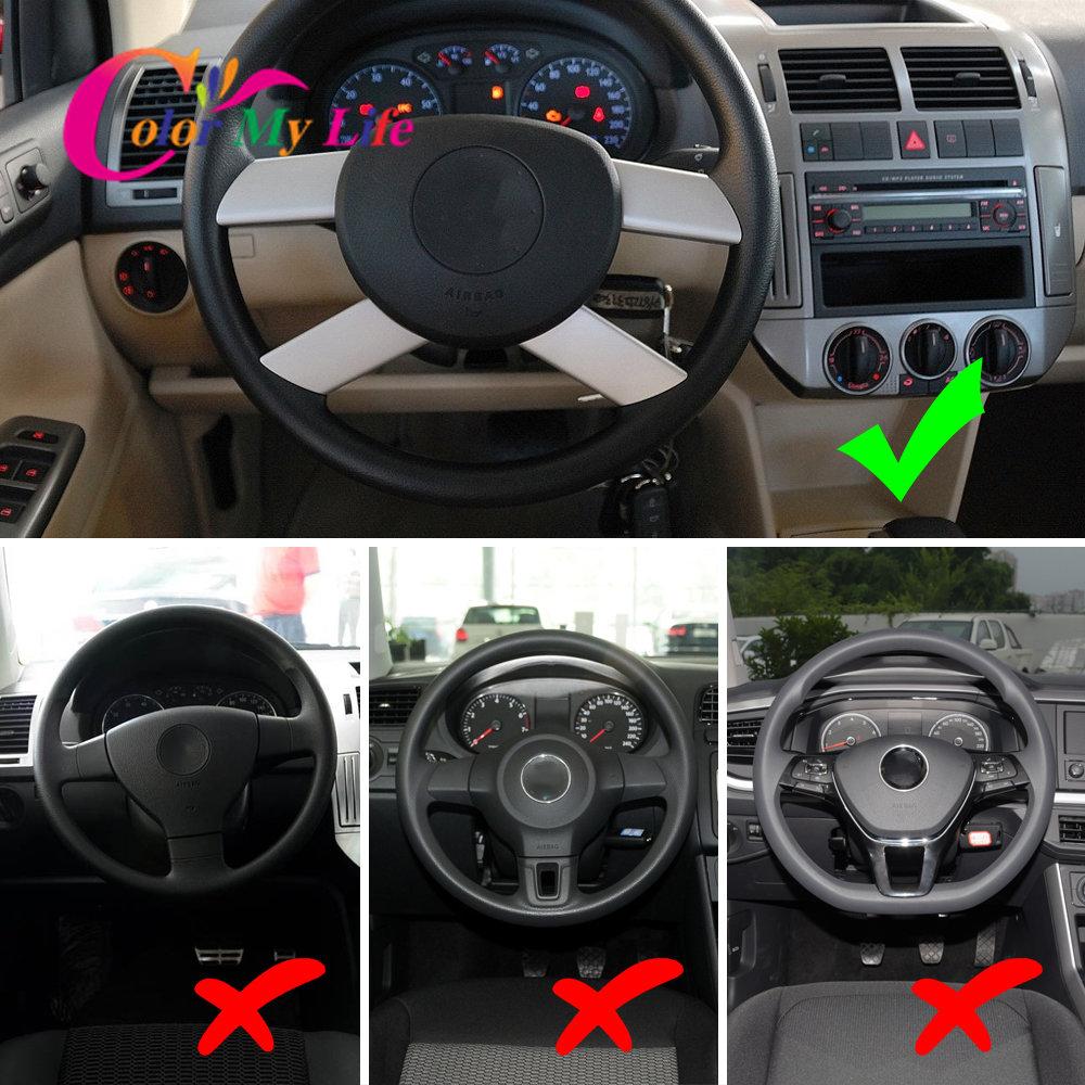 Carbon Fiber Steering Wheel Panel Cover Sticker for Volkswagen VW Polo Fox 2003 2004 2005 2006 2007 Car Accessories