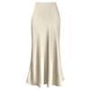 Women's Smooth Satin High Waist Bodycon Maxi Skirt Elegant Draped Mermaid Long Skirt