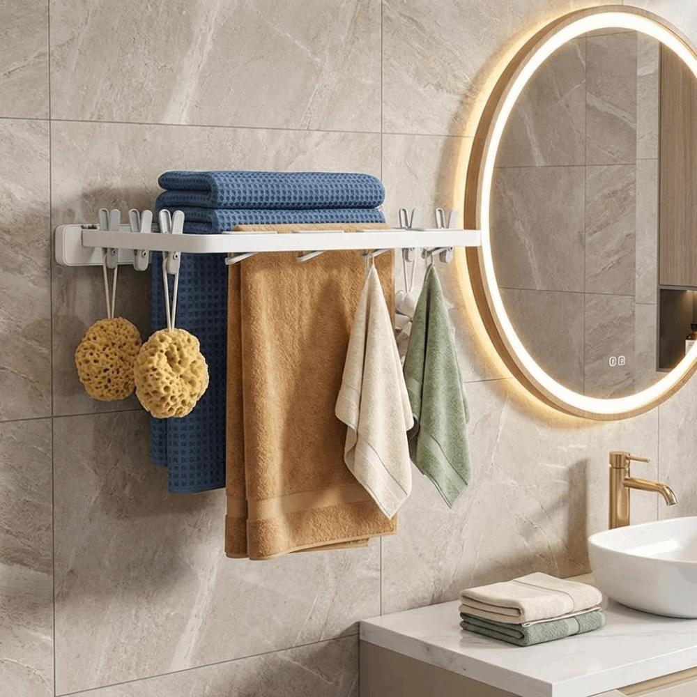 Windproof Folding Drying Rack Plastic Wall Mounted Clothes Dryer Underwear Drying Rack  Indoor