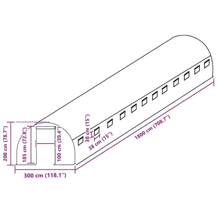 VidaXL CouVerture de remplacement de serre (54 m²) 300x1800x200cm Vert