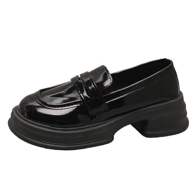 

Small leather shoes women s spring and autumn new British style JK thick heel platform women s college casual versatile single shoes 35