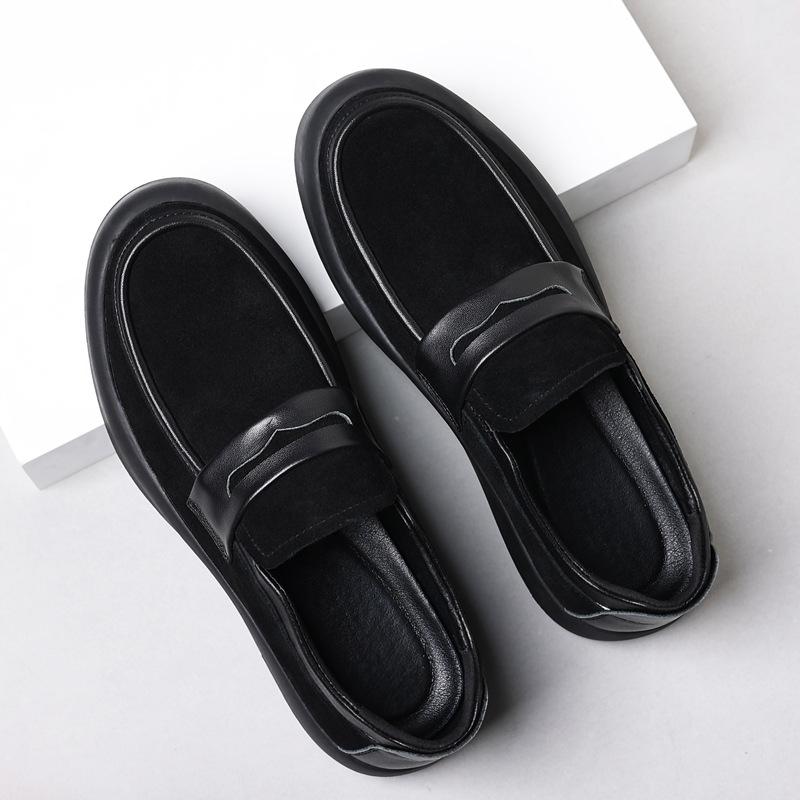 Fashion Men's Casual Shoes Genuine Suede Leather Thick Sole Mens Comfortable Driving Loafers Moccasins Men Outdoor Flats