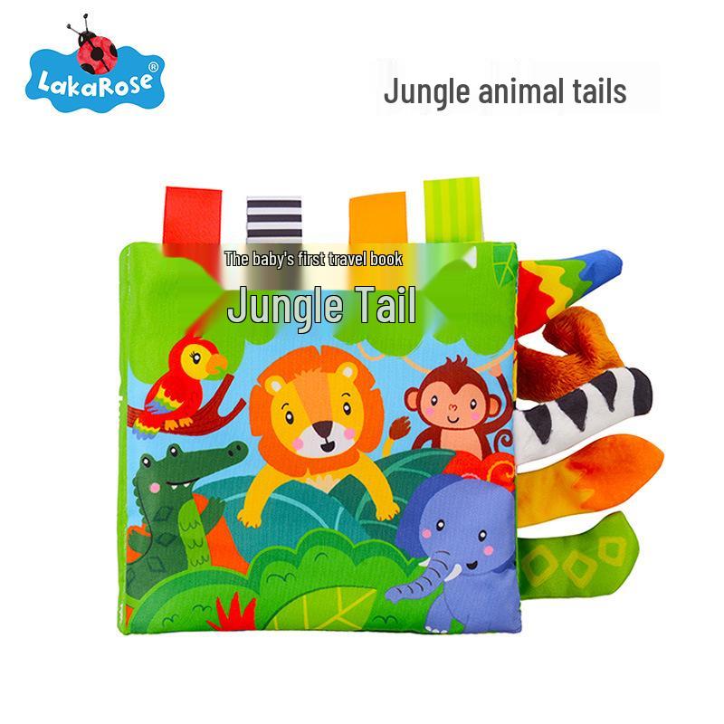 LakaRose Baby Animal Tail Cloth Book: Early Education Crinkle Paper Toy for Toddlers