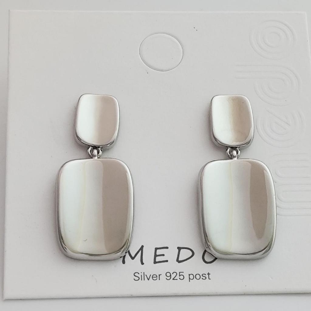 S925 Silbernadel Geometrische Quadratische Ohrringe – Elegant, Goldhaltig, Poliertes Finish