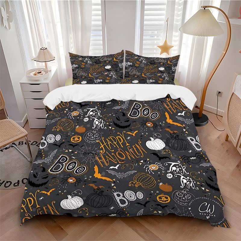3pcs Happy Halloween Print Cover Set Ultra Soft, Breathable, and Comfortable Bedding with Stylish Design for Bedroom and Guest Room Decor 1 Cover