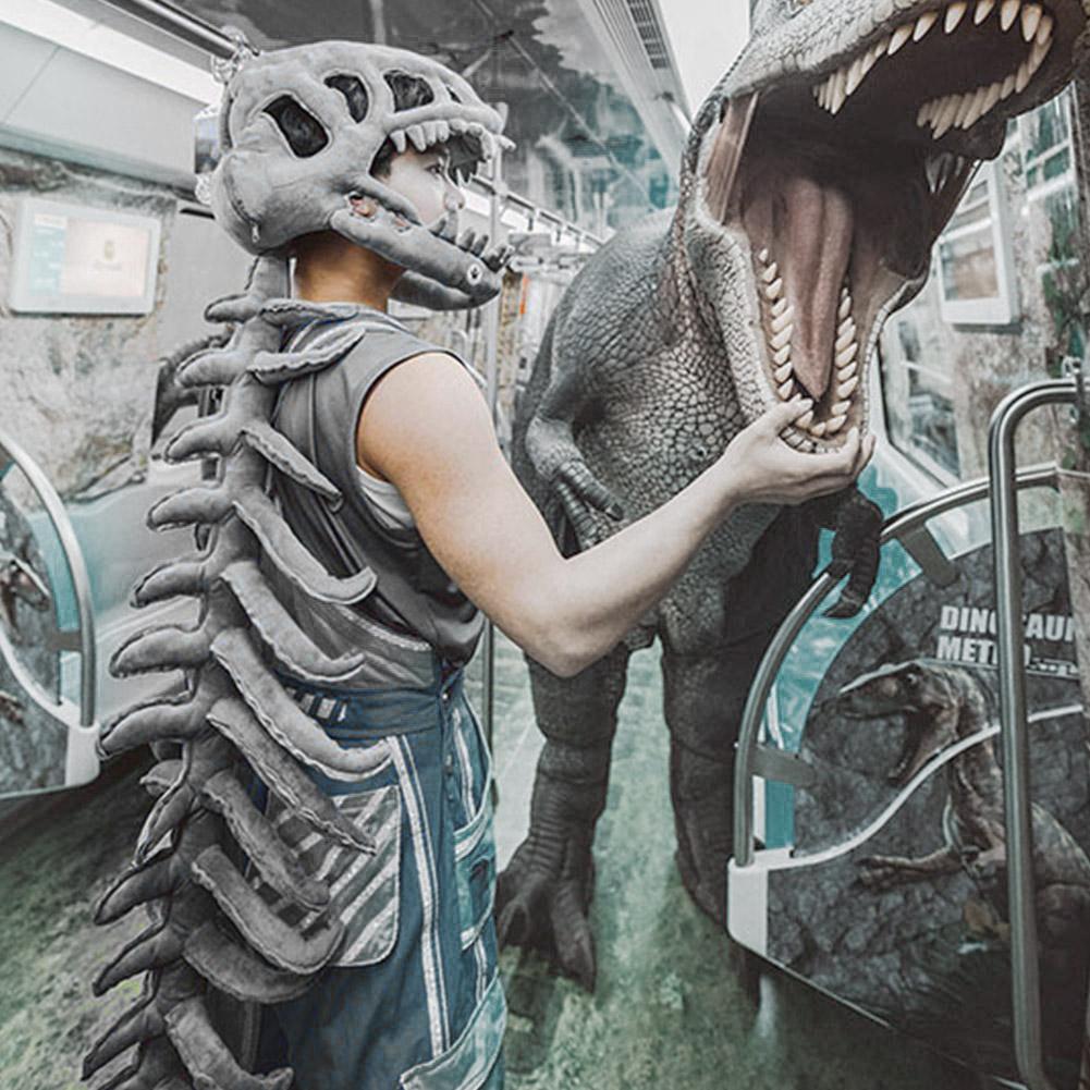 Dinosaur Skeleton Headgear Adult Children's Costume Props Dinosaur Cosplay Helmet Plush Masks Toys Dinosaur Park Accessory