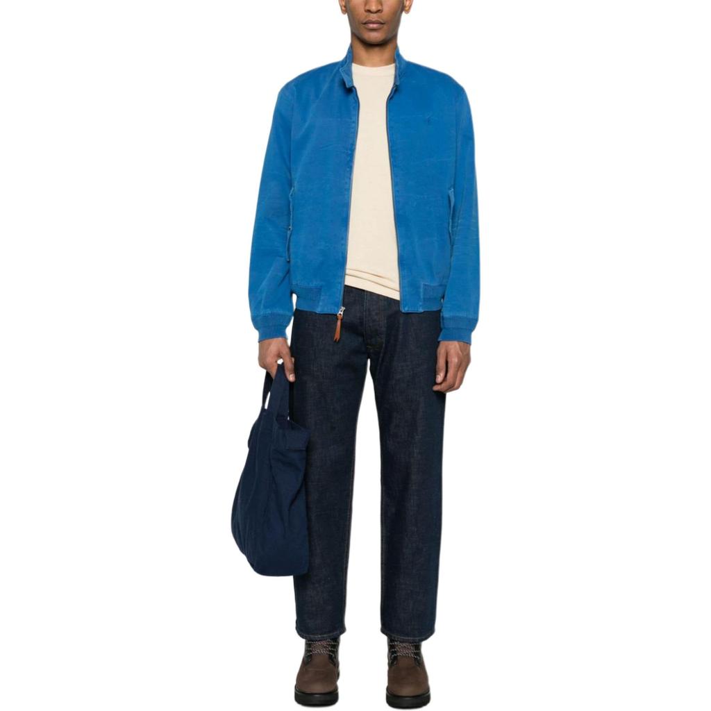 Polo Ralph Lauren Logo Embroidered Solid Color Zip-Up Fitted Long Sleeve Jacket Men Jacket Blue 710928484C-001