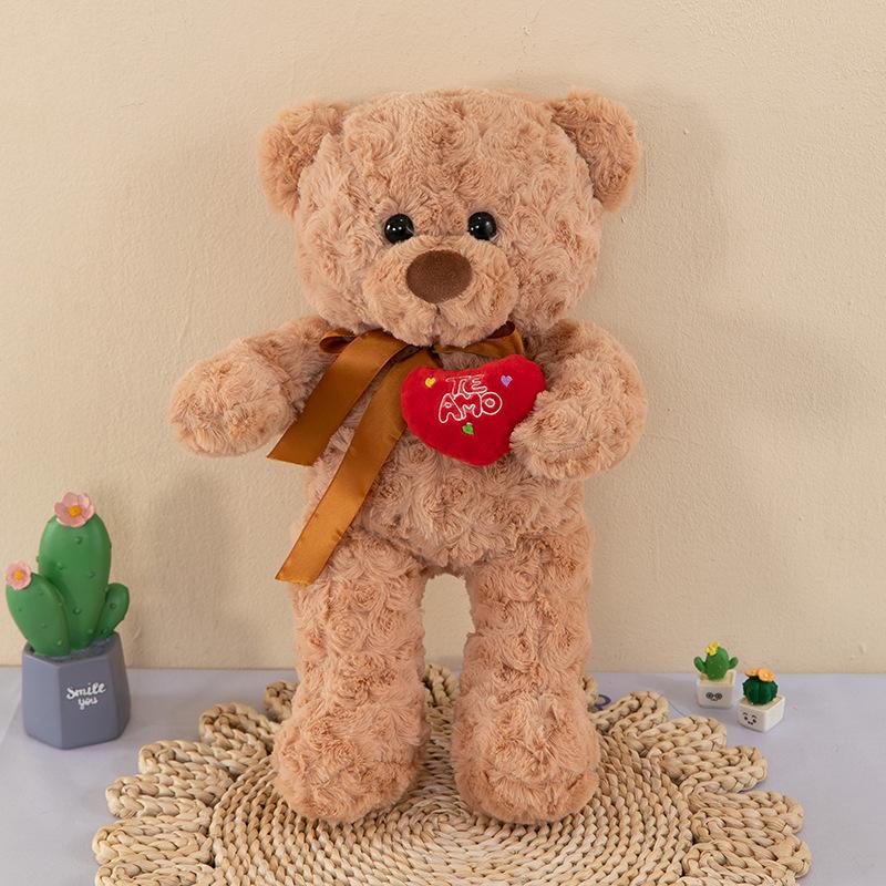 

Peach Heart Sweater Bear Plush Toy - Hugging Bear Doll Gift 40cm 0.31kg