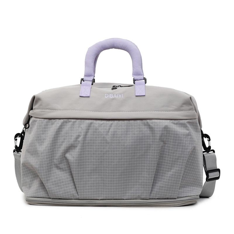 Nylon Duffel Bag for Women and Men Large Capacity Travel Gym Bag with Grid Pattern Design Hand Carry Shoulder Bag for Short Trip