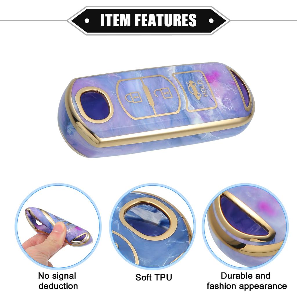 A ABSOPRO Key Fob Cover for Mazda CX-3 CX-4 3 Button Porcelain Pattern Fashion