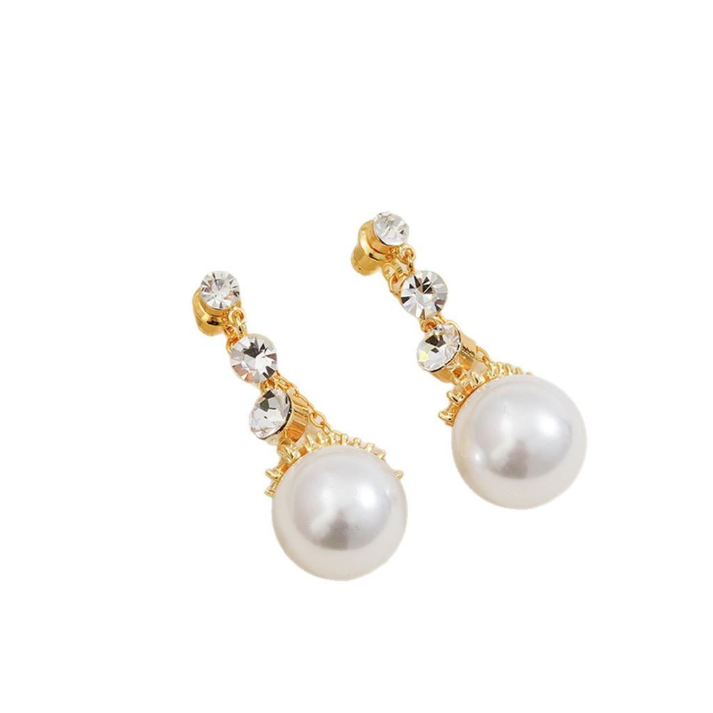 Japan and South Korea Exquisite Fashion Diamond Fringed Pearl Earrings Temperament Light Luxury Gentle Versatile High Sense Super Flash Earrings Women