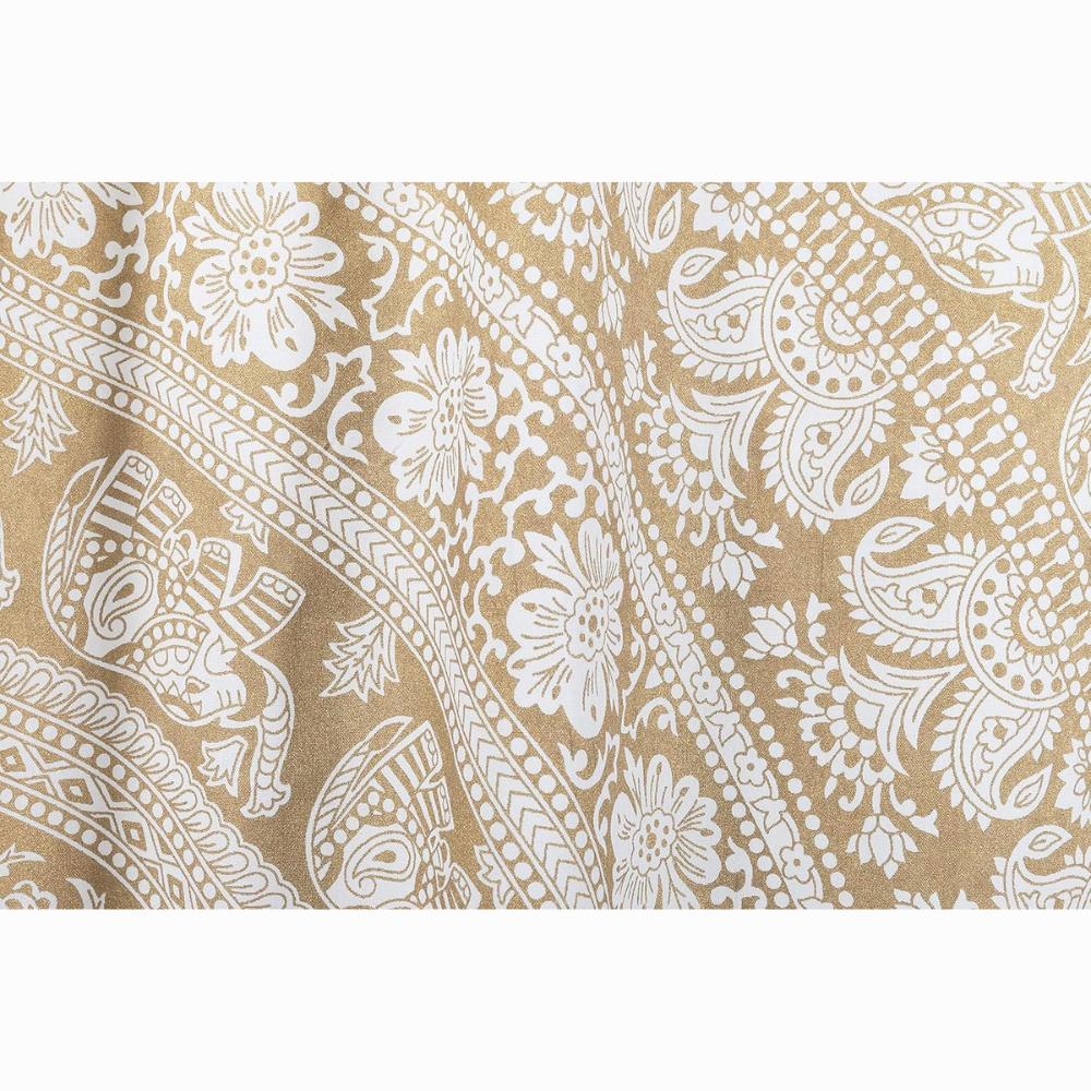 Bless International Beautiful Indian Bohemian Psychedelic Hippie Elephant Mandala Window Curtain Panels for Bedroom, Living, Balcony (White and Gold)