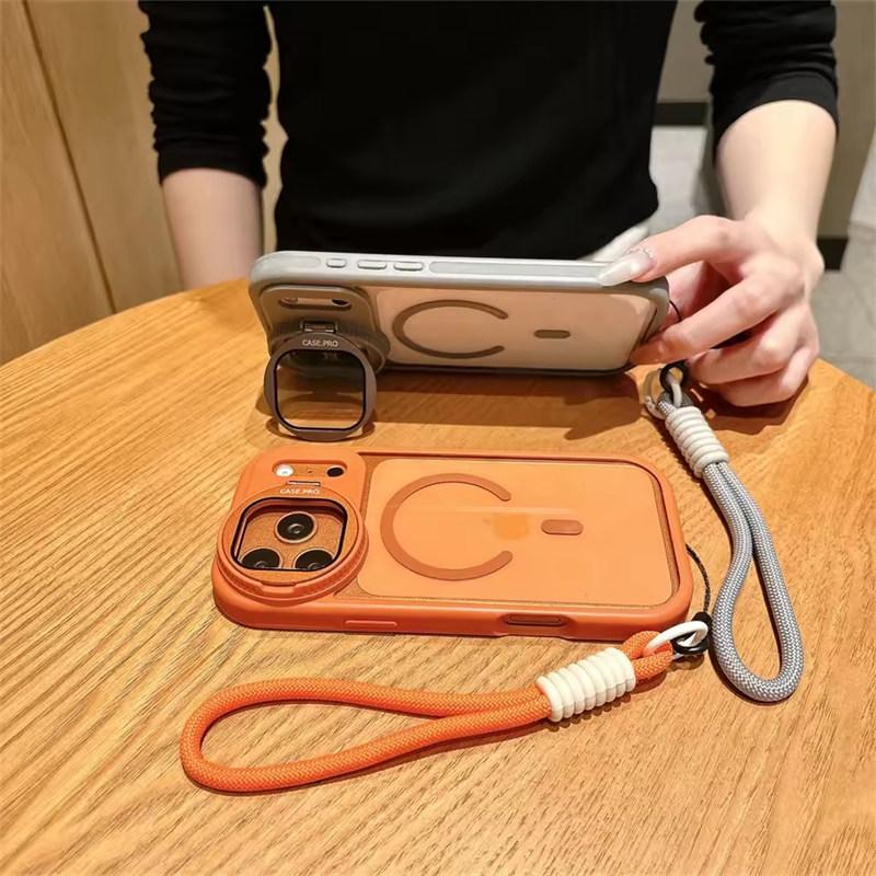 Lens Protection Case For iPhone 17 16 15 14 13 12 11 Pro Max Plus Air For Magsafe Holder Transparent Magnetic Matte Lanyard Cover