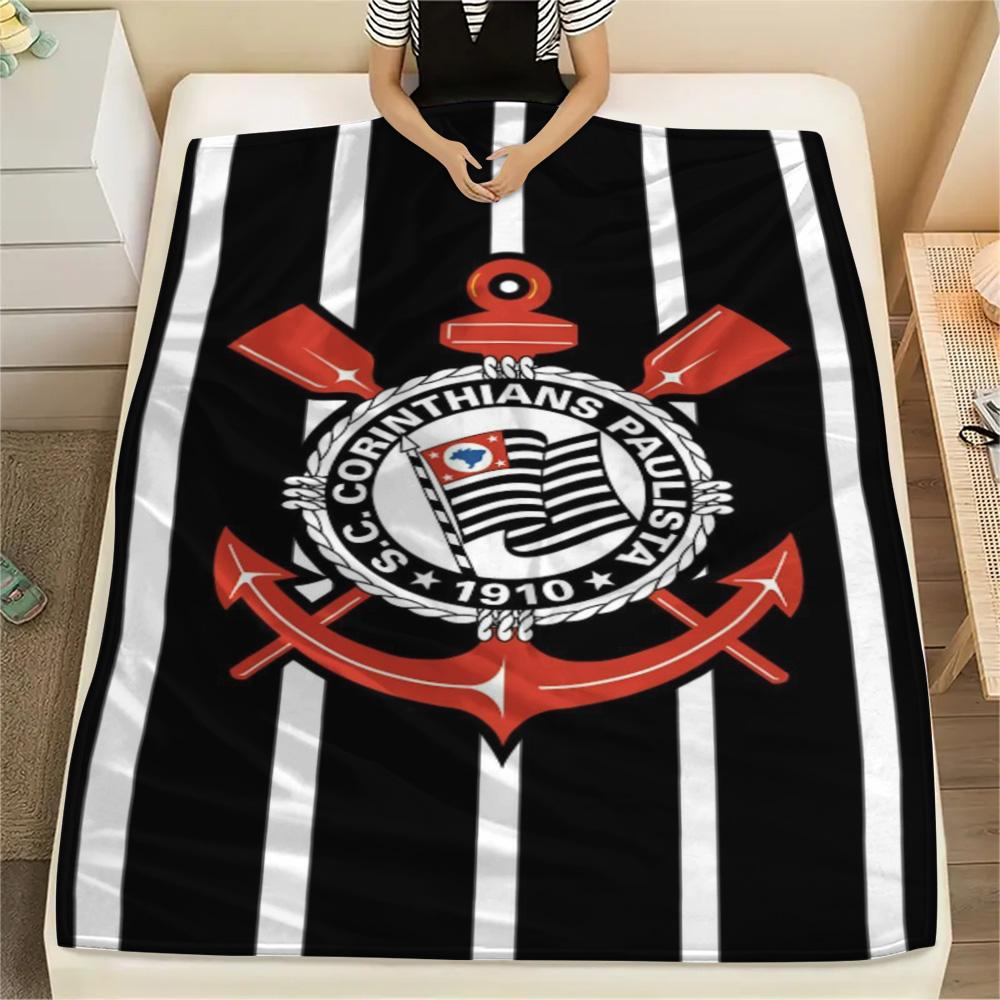1 pièce Couverture en Flanelle Imprimée SC Corinthians Paulista Haute Qualité Chaude Confortable Couverture pour Toutes les Saisons Parfaite pour les Cadeaux Décoration de la Maison
