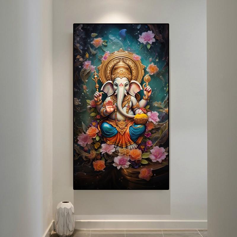 Hinduismus Ganesha Leinwand Malerei Religiöse Elefant Gott Druck Poster Wand Kunst Veranda Hause Dekoration Cuadros Kein Rahmen