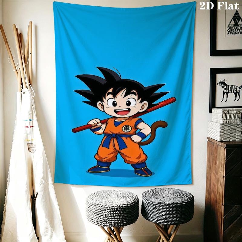 Cartoon Son Goku Wall Tapestry Aesthetic Wall Hanging Printed Fabric Blanket Decorative Tapestries For Bedroom Living Room Home Decor