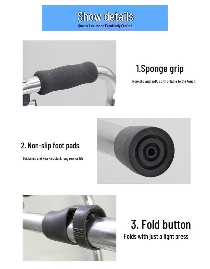 Elderly Foldable Aluminum Walker with Wheels for Rehabilitation