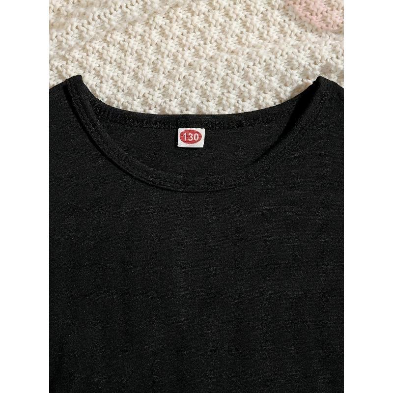 Girls Crewneck Short Sleeve Tee, Floral Print Breathable Summer Kids Clothes
