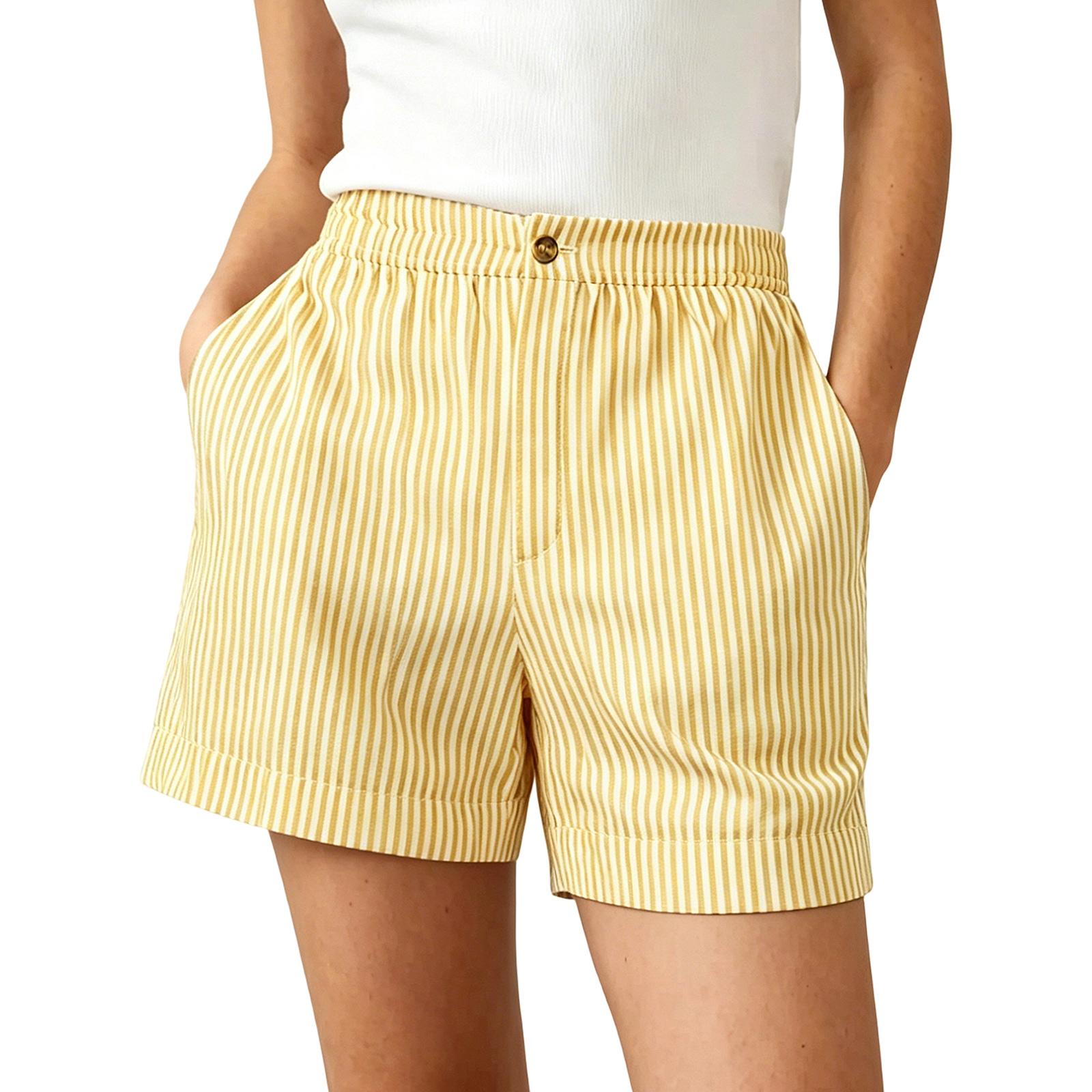 

Women s casual loose striped shorts XL жовтий