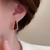 111 Silver Needle Retro Burgundy Water Drop Earrings Fashion Tassel Cross Earrings Temperament Light Luxury Premium Earrings