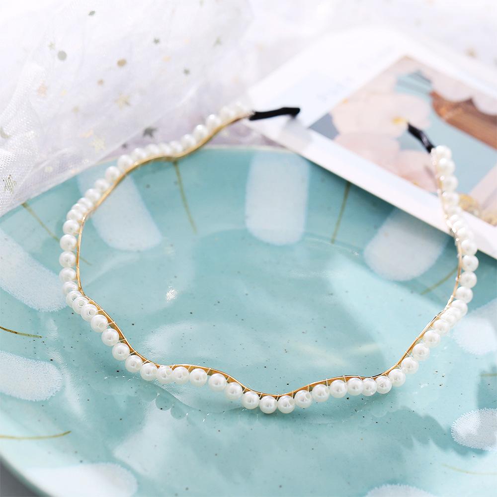 Modyle Fashion Full Pearl Hairbands Elastic Flower Women Hair Hoop Bands Headband Bezel Girls Hair Accessories Headdress