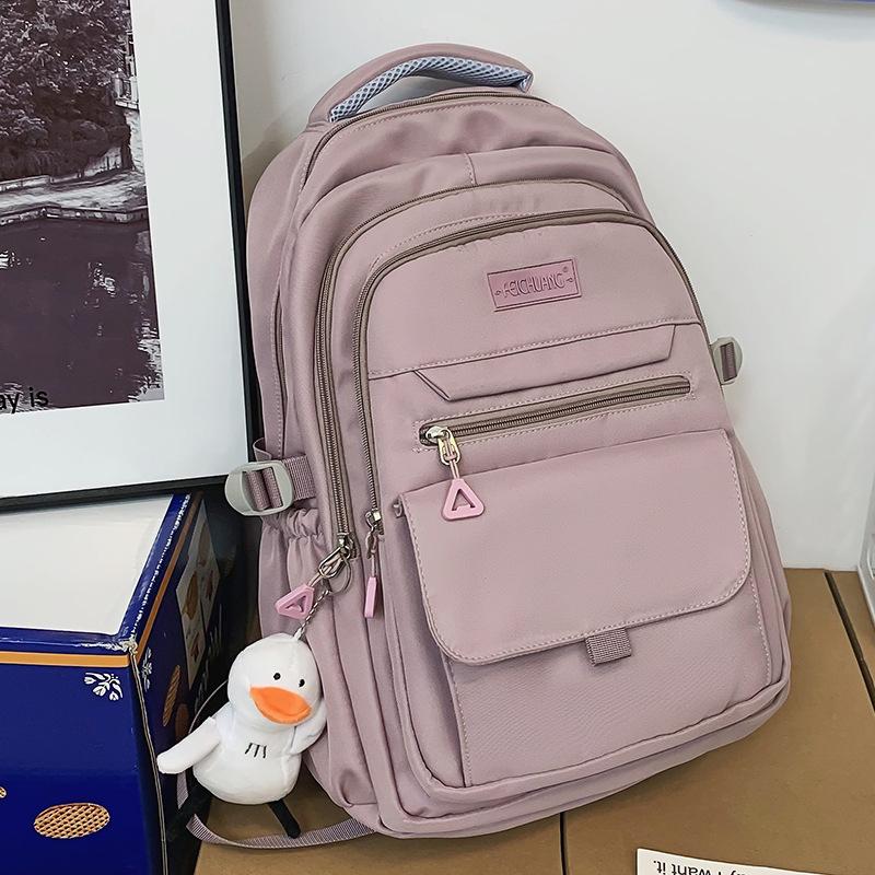 Children Elementary School Students  Female Junior High School Students  Solid Color Male Backpacks  High School Students  Large Capacity Backpacks