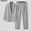 Trajes de 2 piezas para hombre, color sólido, manga larga, abrigos finos, conjuntos de pantalones largos