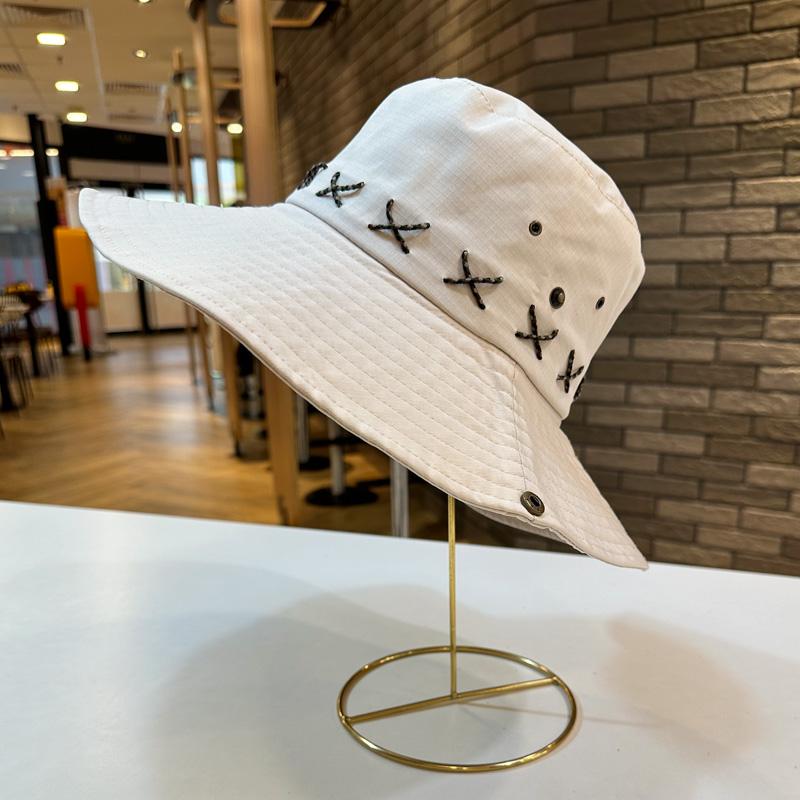Stylish Wide Brim Summer Sun Hat Womens Round Top Sunscreen Hat Fisherman