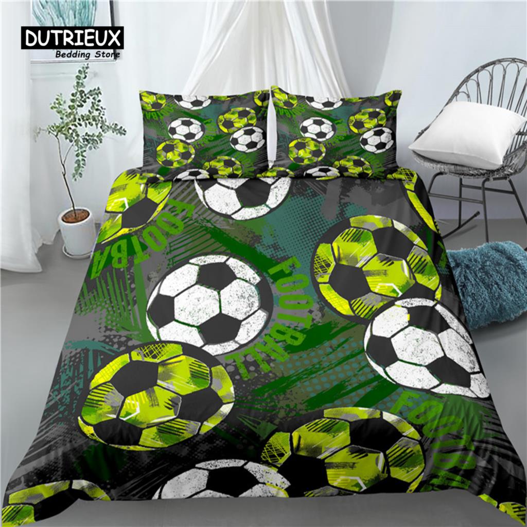 Home Living Luxury 3D Football Print 2/3Pcs Comfortable Duvet Cover PillowCase Bedding Sets Queen and King EU/US/AU Size