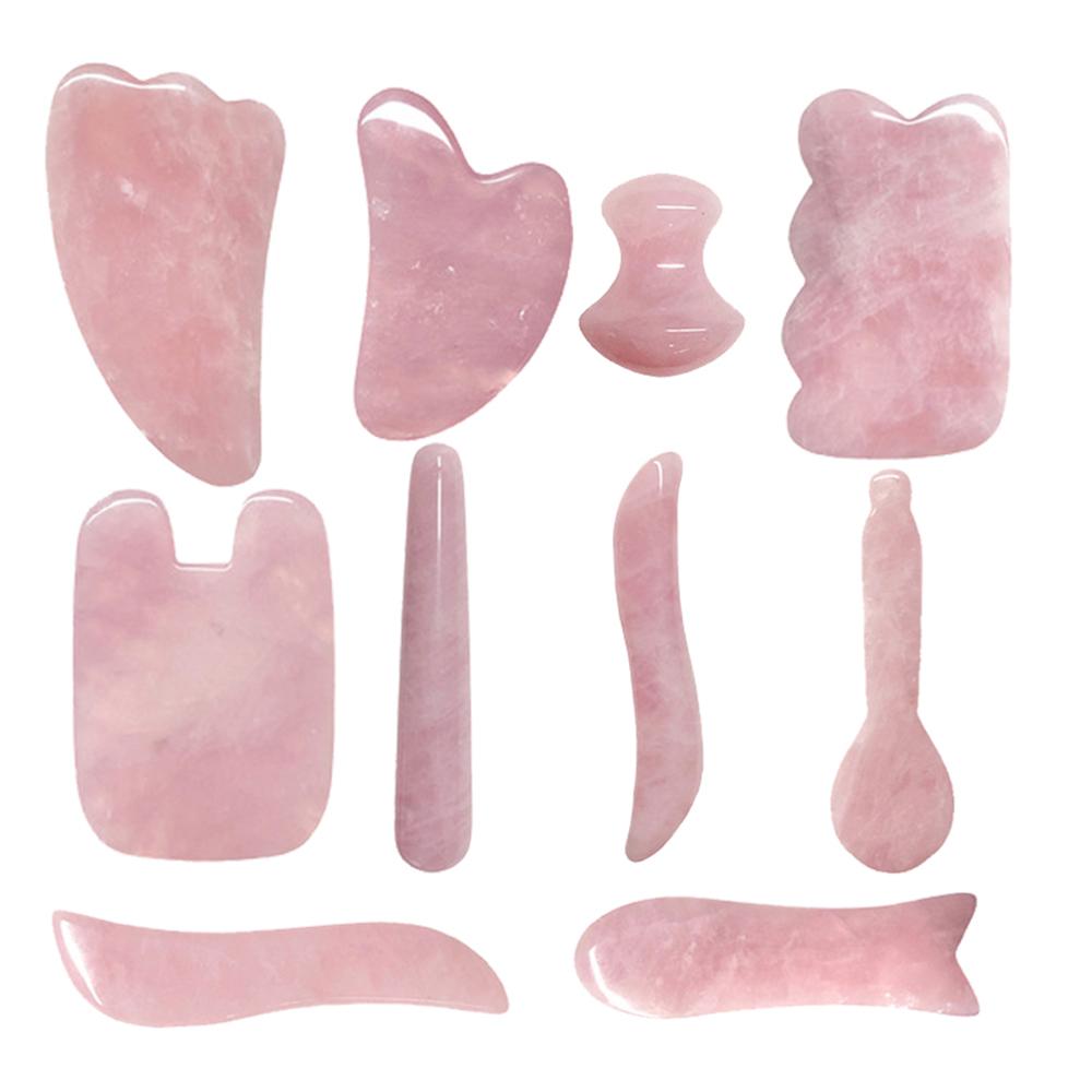 Rose Quartz Gouache Scraper For Face Natural Jade Stone Pink Quartz Gua Sha Scraping Board Acupuncture Health Massage Face Lift