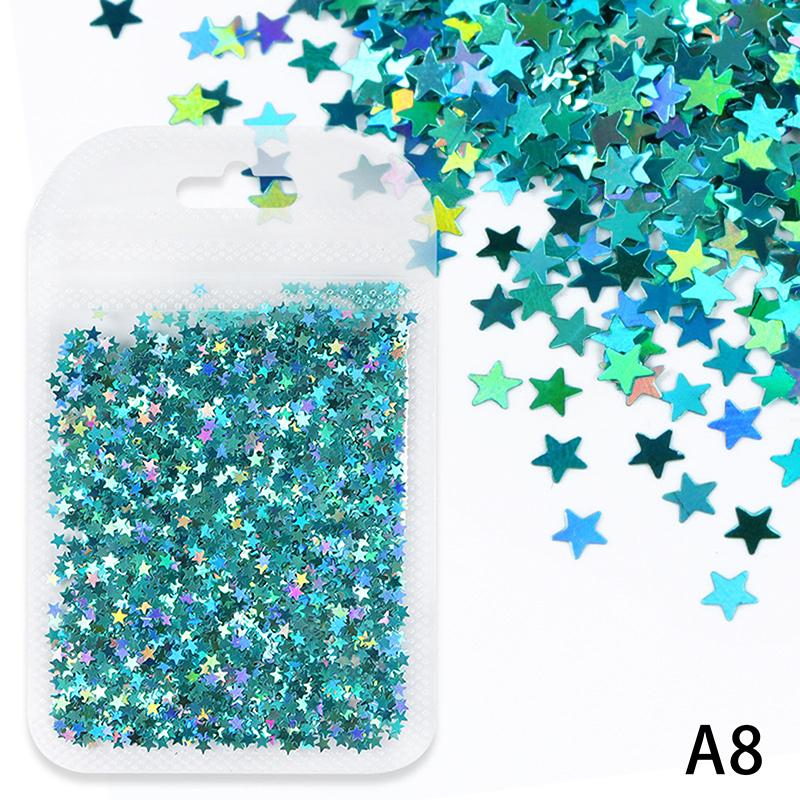 

Colour Holographic Laser Nail Glitter Mix Star Shape For Nail Art Nail Charm 3Mm Star Bling Decoration Accessories A8